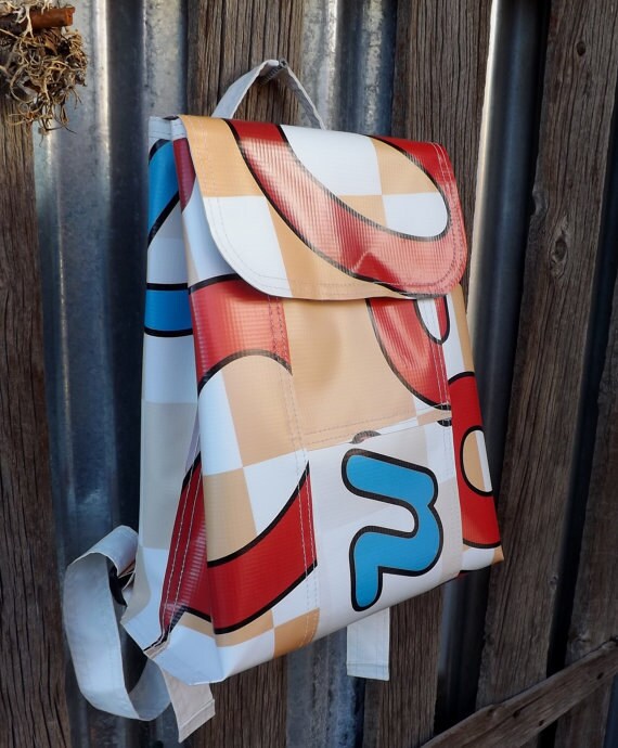 Backpack Bag made of Recycled Repurposed Upcycled Banner Vinyl