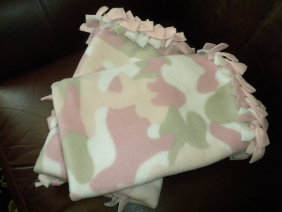 Pink Camo Fleece Blanket Great size for baby's by CallEdgeFunz