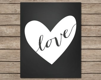 Items similar to Chalkboard Love Heart INSTANT DOWNLOAD Printable ...
