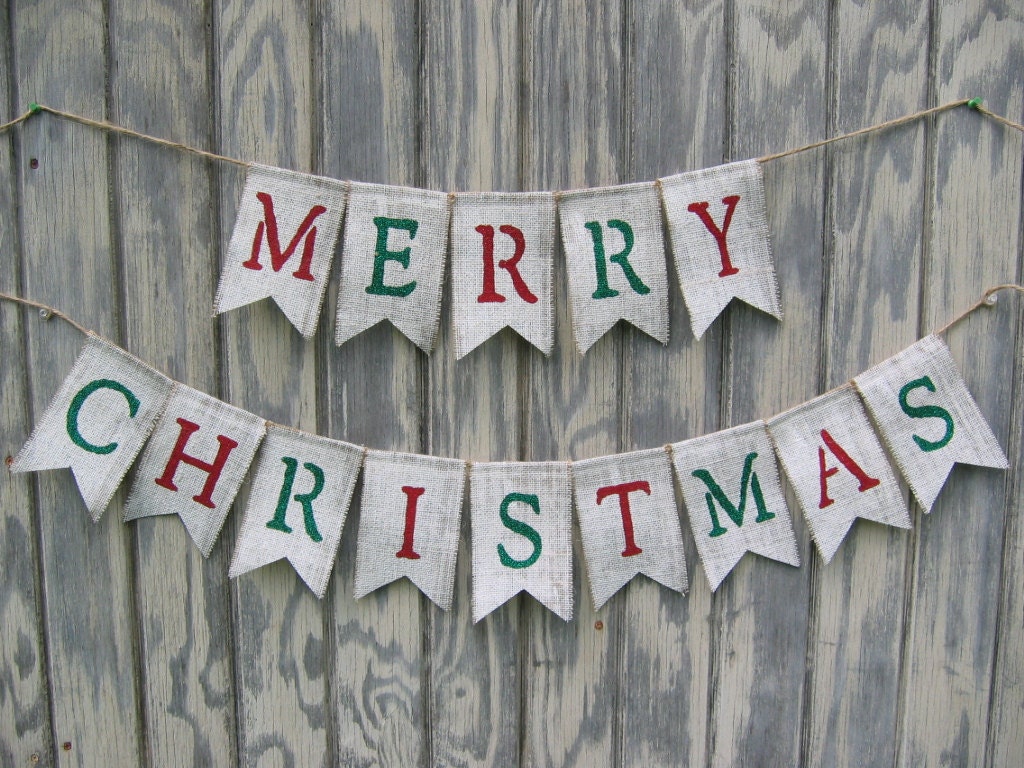 Merry Christmas Burlap Banner Merry Christmas Bunting