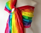 Rainbow Hand Dyed Pure Linen Pleated Ring Sling