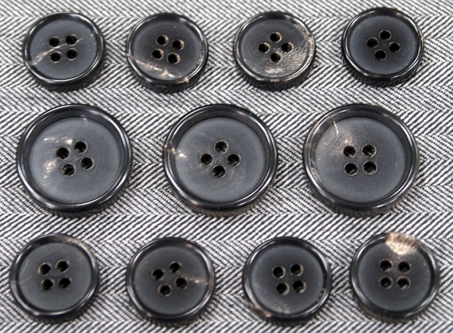 Genuine Black Horn Buttons Set for suit jacket blazer or