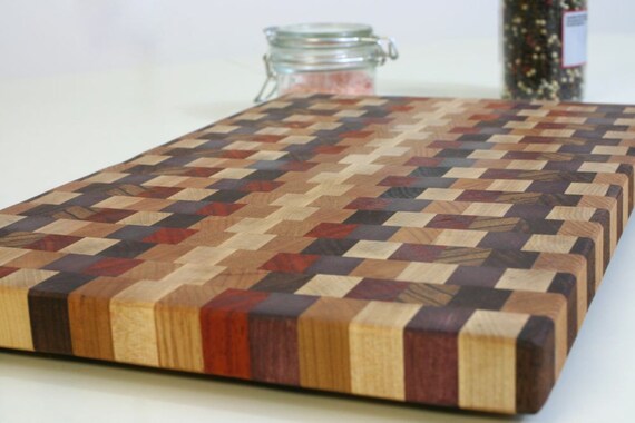 Multicolor End Grain Wooden Cutting Board / End by BOARDandHUNGRY