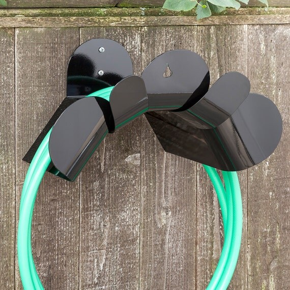 Jet Black Steel Hose HolderGarden Hose HoldersMetal by Pearhut
