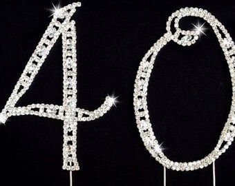 40th Birthday, Birthday Cake Topper, 40th Cake Topper, Silver Number, 40 Silver Number, 40th Party Decoration, Numbers for Cake, Cake Topper