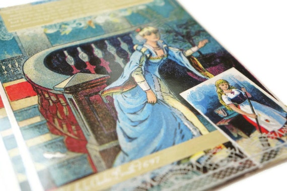 Cinderella by Perrault // 5.5 x 4.25 Vintage Inspired Postcard -- Fairy Tale Inspired Art
