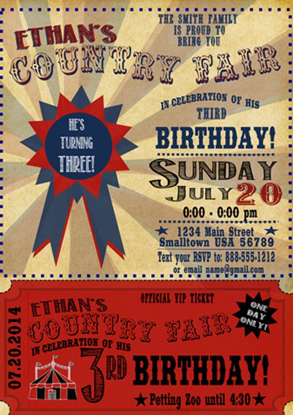 Country / County Fair Invitation Printable File/ CUSTOMIZED/