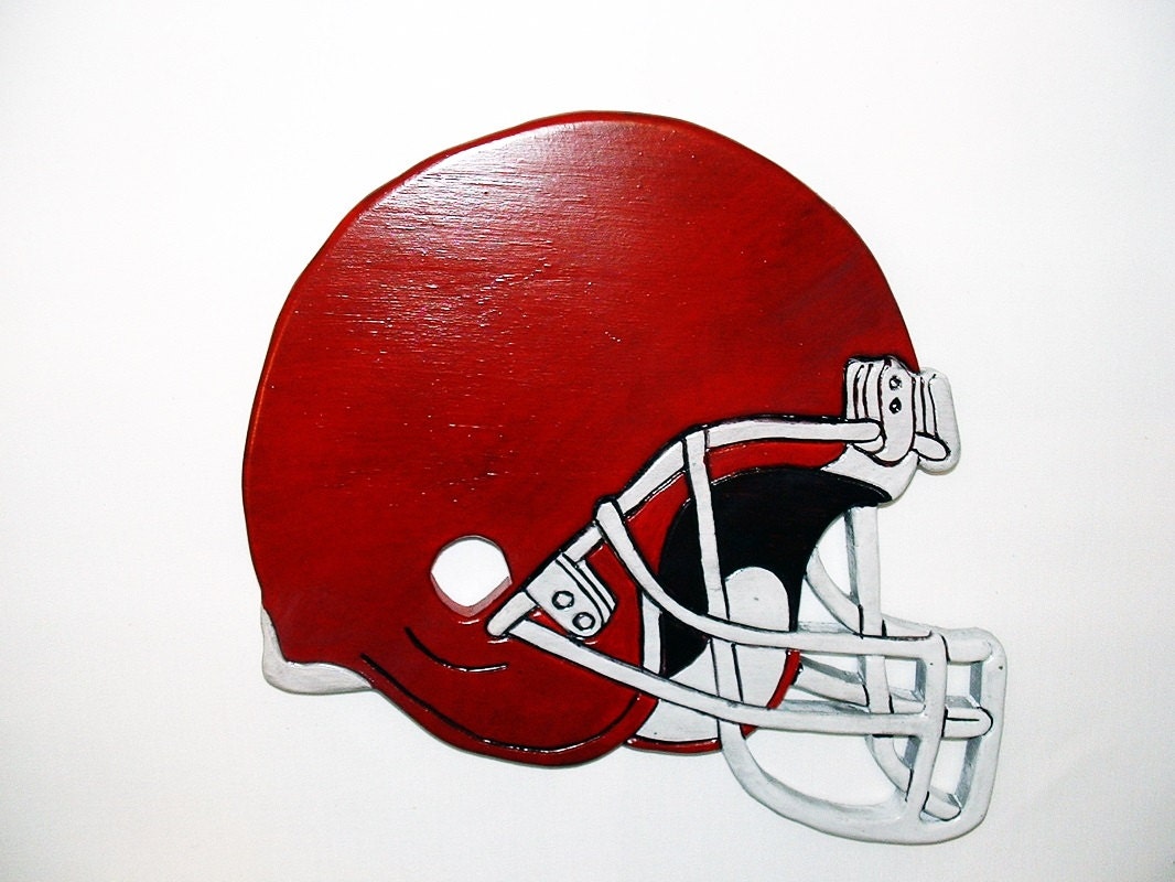 Wood Sculpture Football Helmet Man Cave Decor Sports Wall