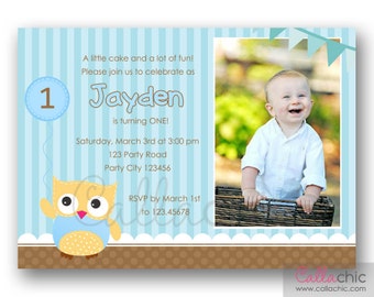 Owl 1st Birthday Invitation PRINTABLE Girl / Boy 1st