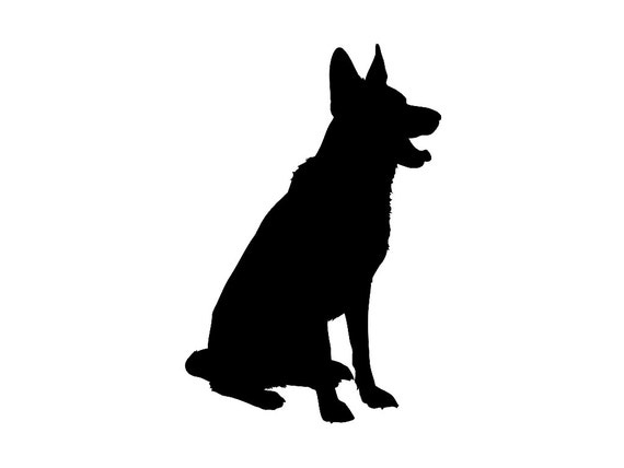 German Shepherd Dog Breed v3 Silhouette Custom Die Cut Vinyl