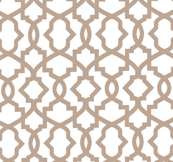 Modern Tan Geometric Fabric, Home Décor Fabric by the Yard, Cotton 