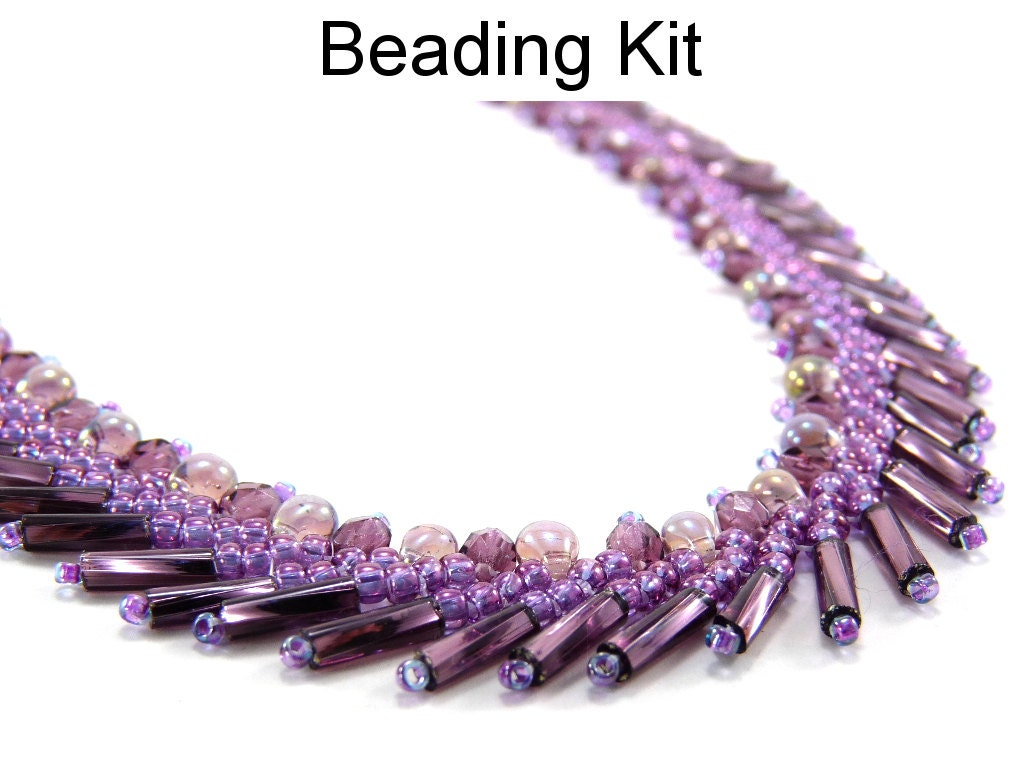Necklace Kit Beading Jewelry Kits Beaded Purple by SimpleBeadKits