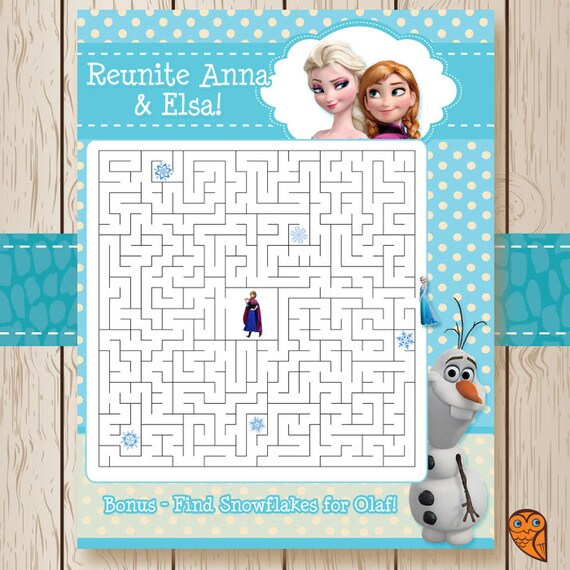 Printable Disney Frozen Maze Game Blue | Frozen Birthday | Frozen Party ...