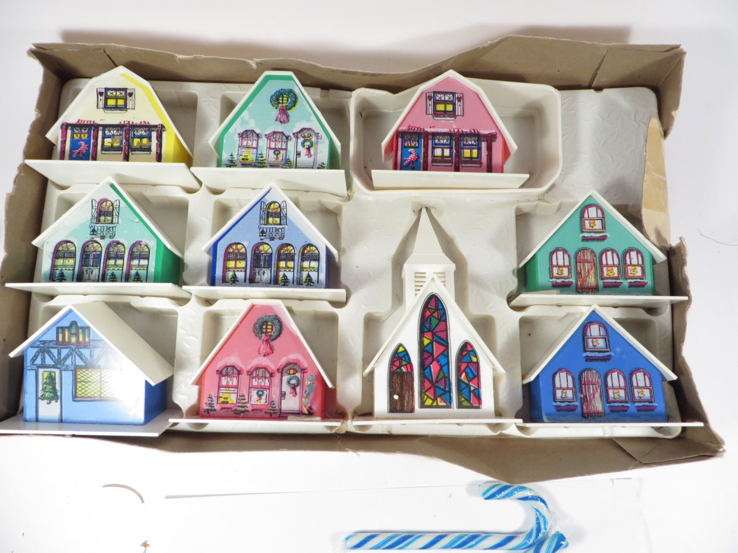 Vintage Alpine Village Plastic House Light Covers Vintage