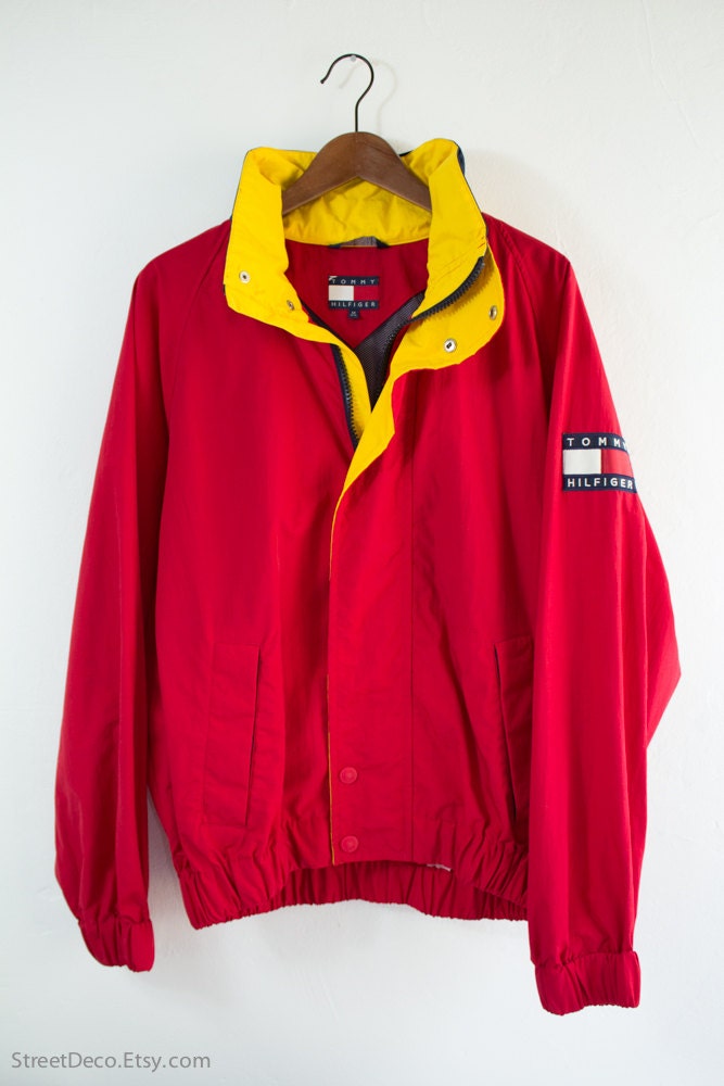 Vintage 90's Tommy Hilfiger Red Hooded Sailing Jacket