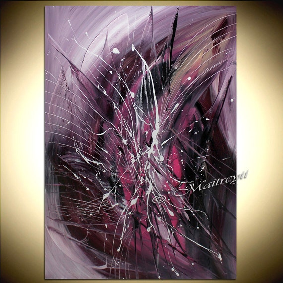 Purple ABSTRACT PAINTING 36 Vertical art on Canvas