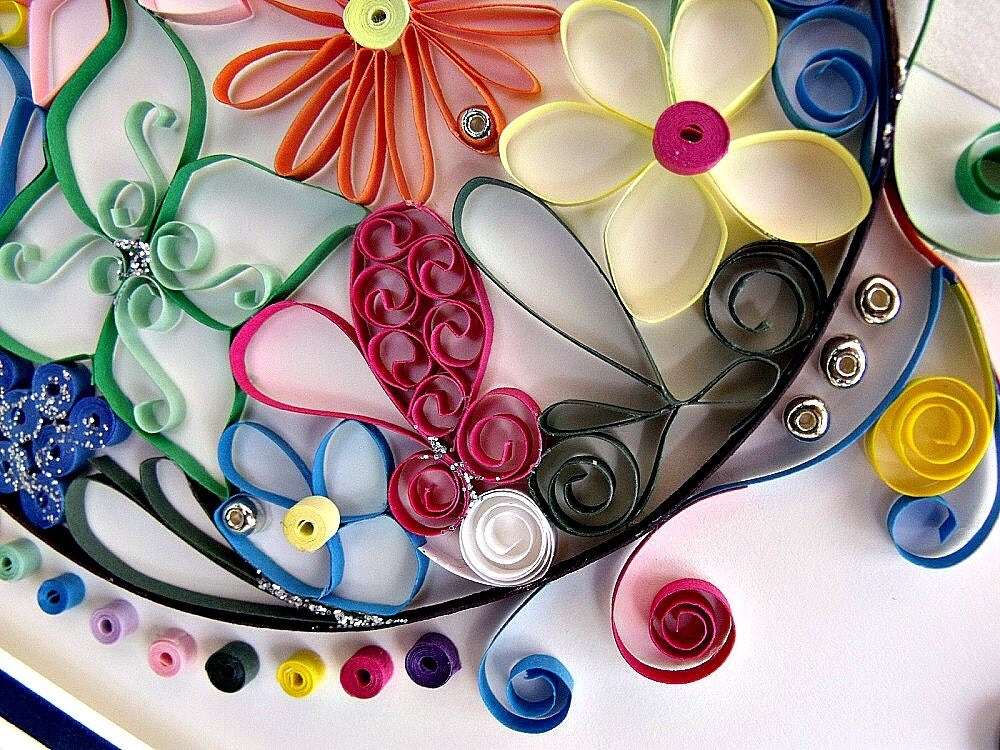 quilled and matted wall art ready to frame by sayitwithblooms