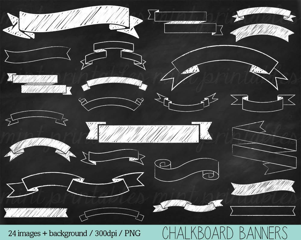 Chalkboard Banners Clipart Chalk Clipart Chalkboard Ribbons