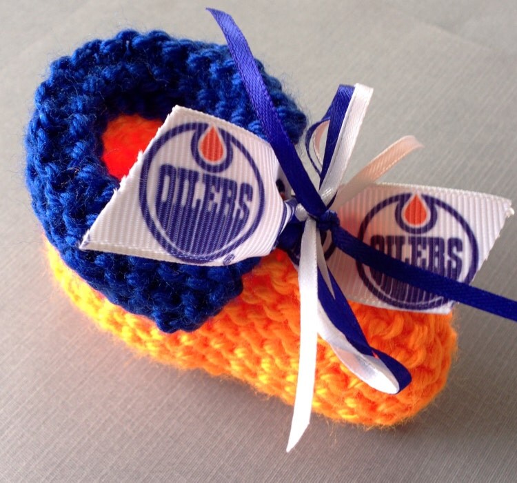 Edmonton OILERS Hockey Fans Handmade Baby Booties by ZZsTeamTime