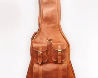 Leather Guitar Case, Soft case, Guitar Bag, Leather case, Personalization Name/Band Logo Engraving Added