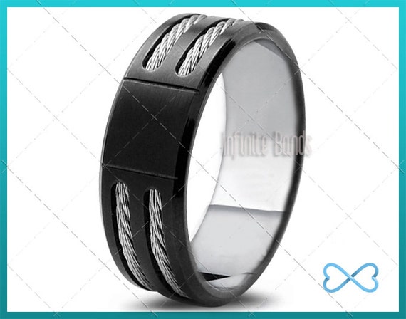 Titanium Wedding Band,Mens Wedding Band,Black Titanium Band,Mens Ring ...