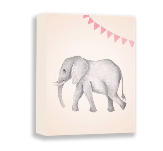 Elephant Canvas Print Elephant Nursery Art Kids Room Art
