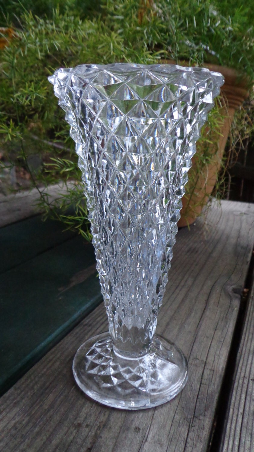 Princess House Diamond Cut Crystal Glass Vase
