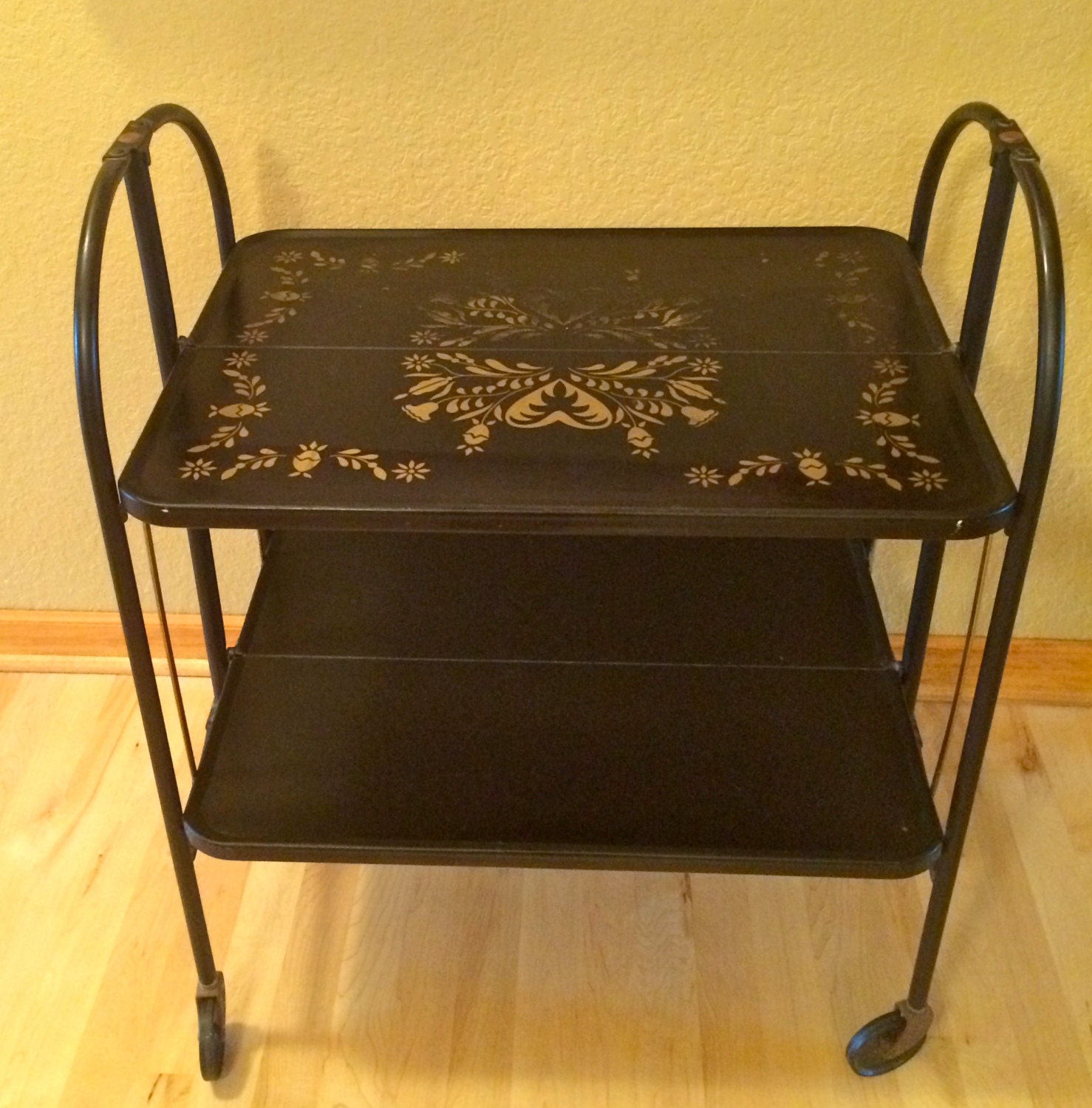 RETRO Fold' N Roll Versa Table Metal 2 Tier Rolling Cart