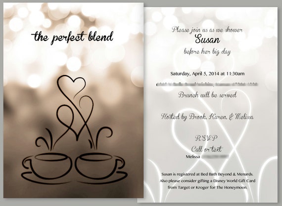 Coffee Themed Bridal Shower Invitations 1