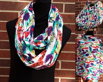 Feather Print Nursing Poncho that converts into a Scarf and Car Seat Cover