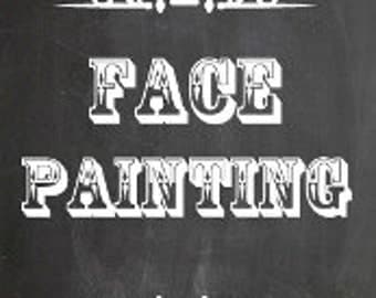 8x10 Printable Handmade Face Painting Chalkboard sign simple damask ...