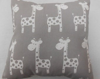 Giraffes on Grey Nursery Cushion Cover 40cm x 40cm (16"x16")