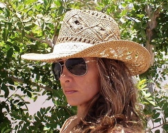 Sexy cowgirl hat, bohemian, boho, hats, custom hats, cowgirl hats, womens hats, straw cowboy hats, summer hats, hats for women, kekugi