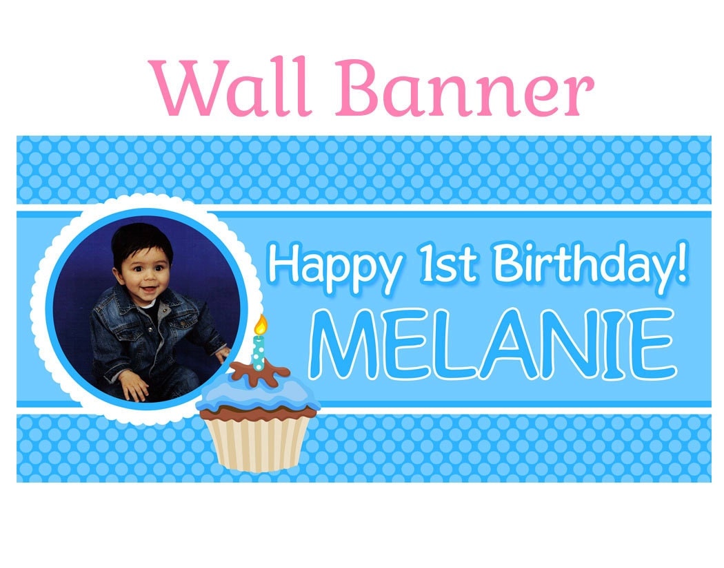 Happy First Birthday Boy Banner Personalize Happy Birthday