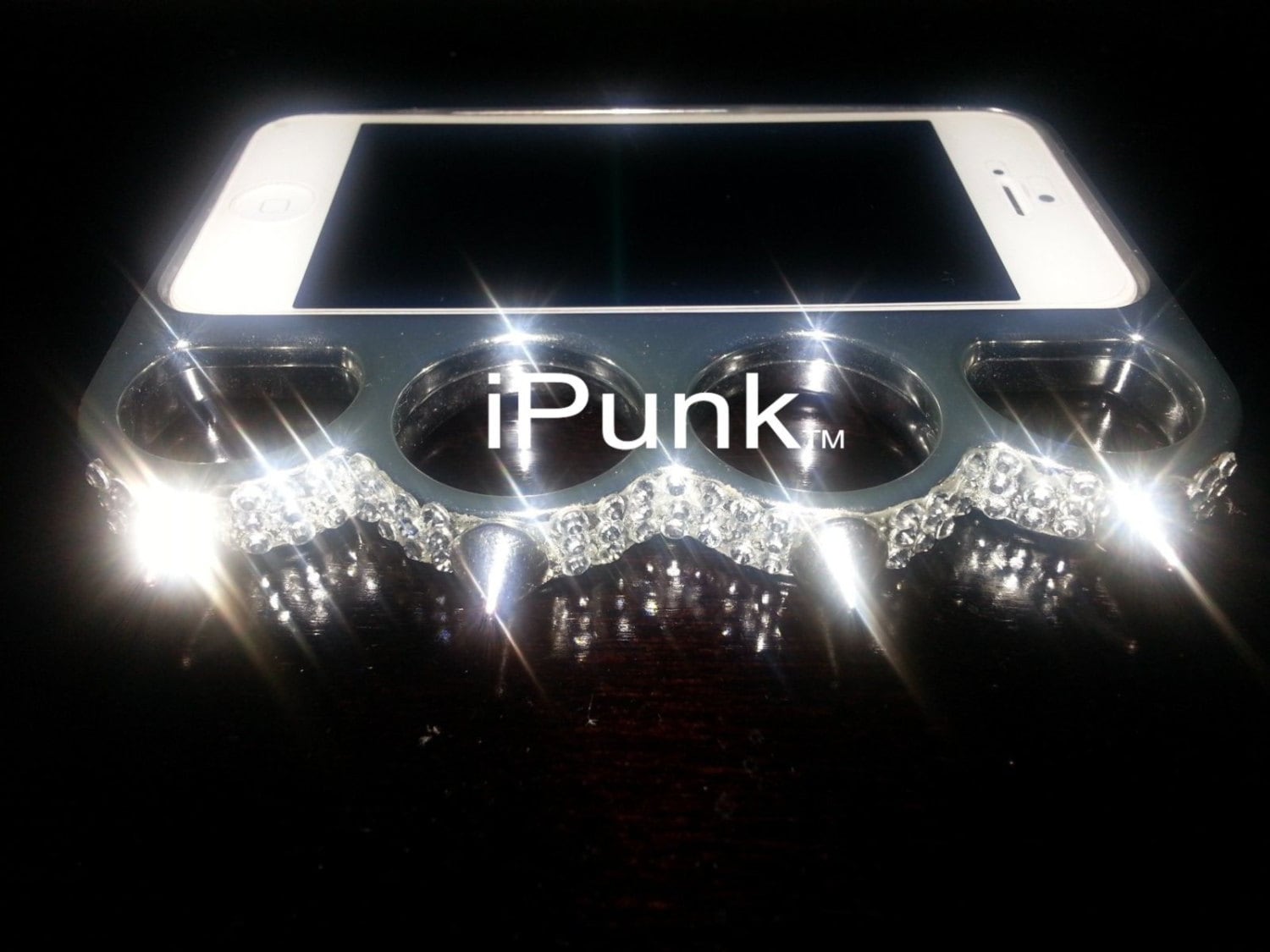 Spiked Brass Knuckles Phone Case with Rhinestones for iPhone