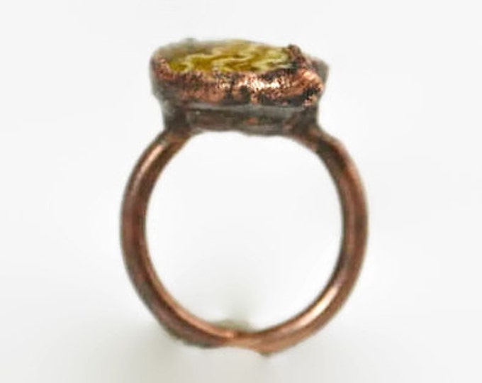 Ammonite Ring, Fossil Ammonite Ring, Fossil Ring, Electroformed, Ammonite Jewelry, Gemstone Ring, Wearable Art, Statement Ring