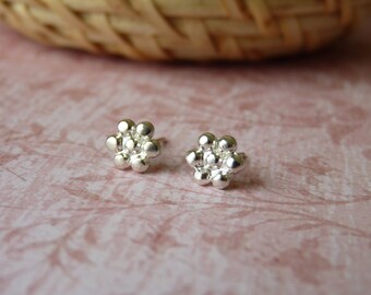 Silver Stud Earrings - Handmade Flower Stud Earrings in Sterling Silver