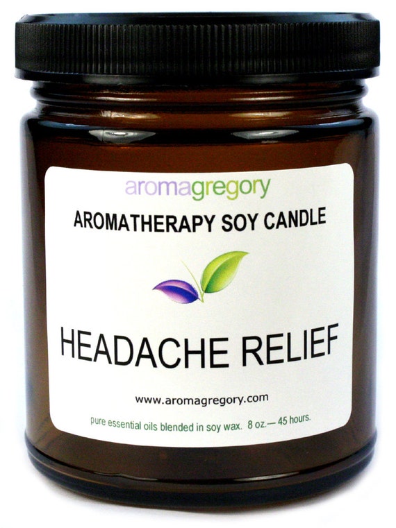 Headache Relief Soy Candle hand poured aromatherapy candle