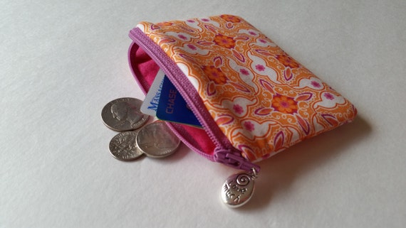 Items similar to funky fabric pattern zippered coin purse, small zippered pouch, gift idea ...