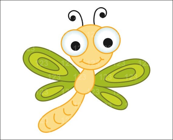 Items similar to Cute Green Dragonfly Single Digital Clip Art - 1 PNG ...