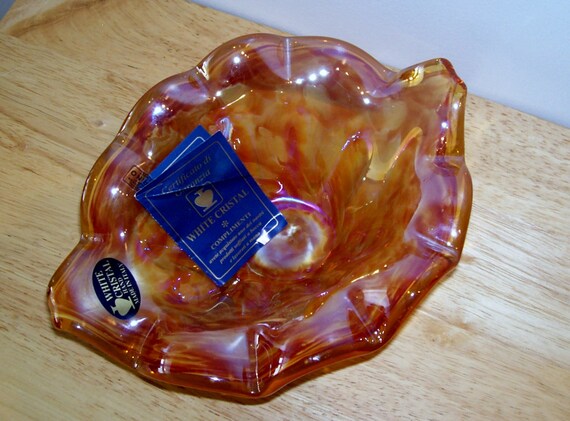 Items similar to Murano White Crystal Bowl Hand Blown & Made in Italy