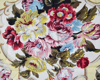 Vintage 50s Floral Print “Romantique” Cohama Silk Faille Fabric