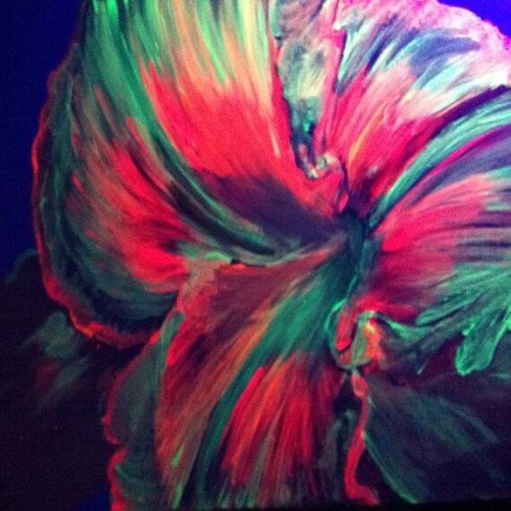 Acrylic PaintingGlows under Black Light Magical Flowers