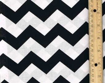 Black Chevron Fabric, 1 inch Chevron, Fabric by the Yard, sewing fabric, craft fabric, quilt fabric