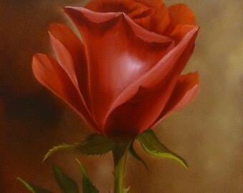 Popular items for red rose painting on Etsy