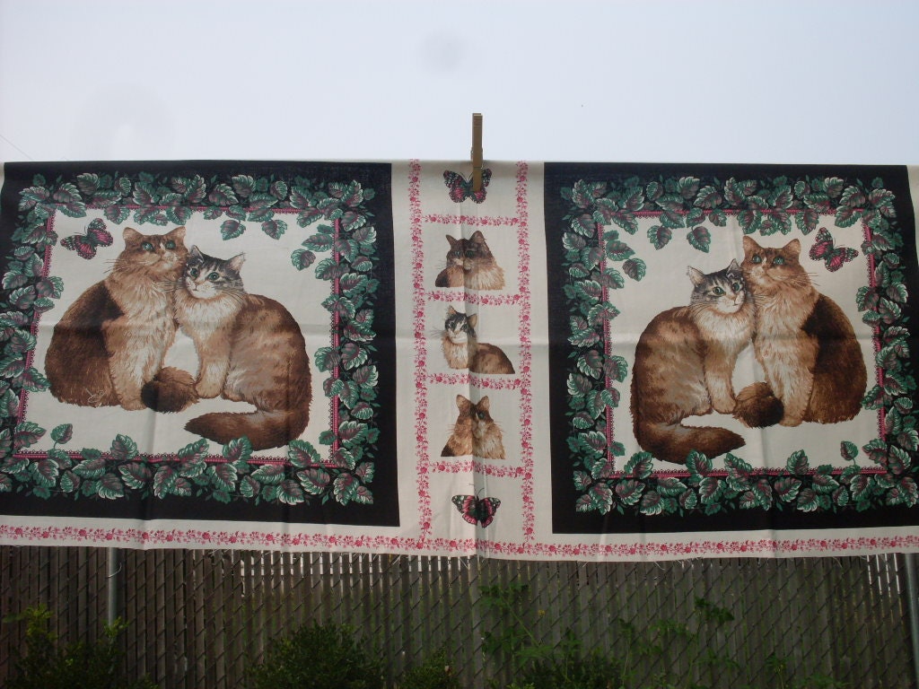 Cat Quilt or Pillow Block Panel Fabric