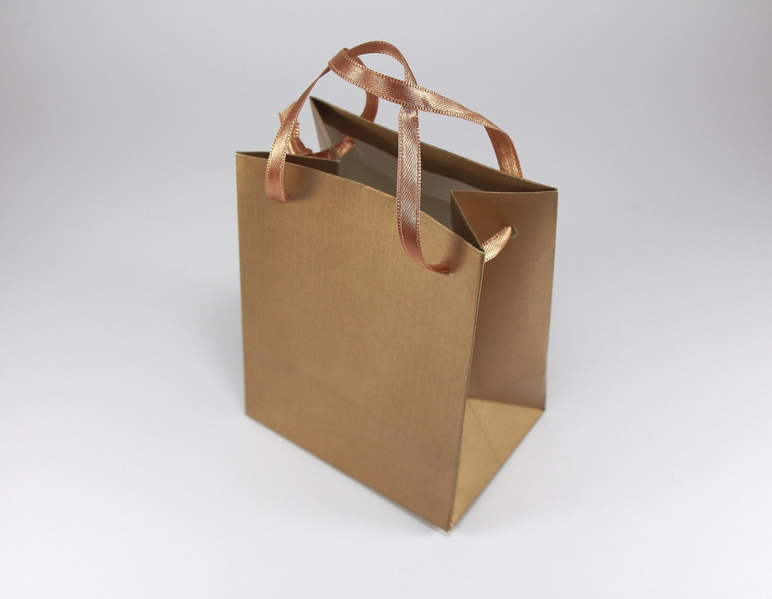 50 Extra Small Gift Bags Antique Gold Paper Bags with Satin