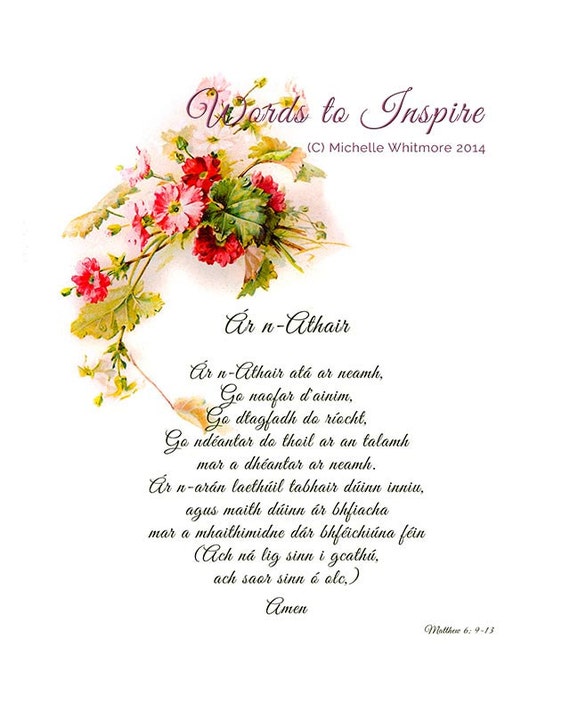 The Lord's Prayer Irish Gaelic version Matthew 6 913.