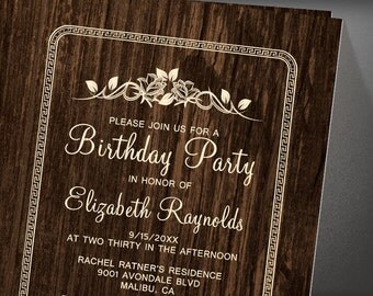 Brown Vintage Barn Wood Birthday Party invites