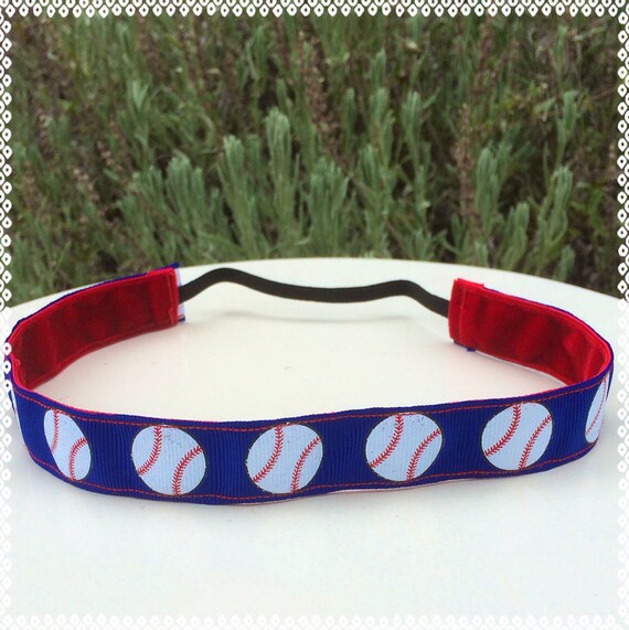 Items similar to Baseball headband in blue 7/8 inches wide non slip on Etsy